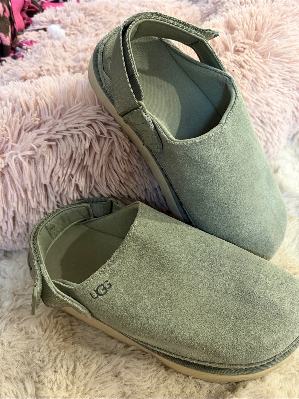 UGG Women's Sage Green Suede Backstrap Clog